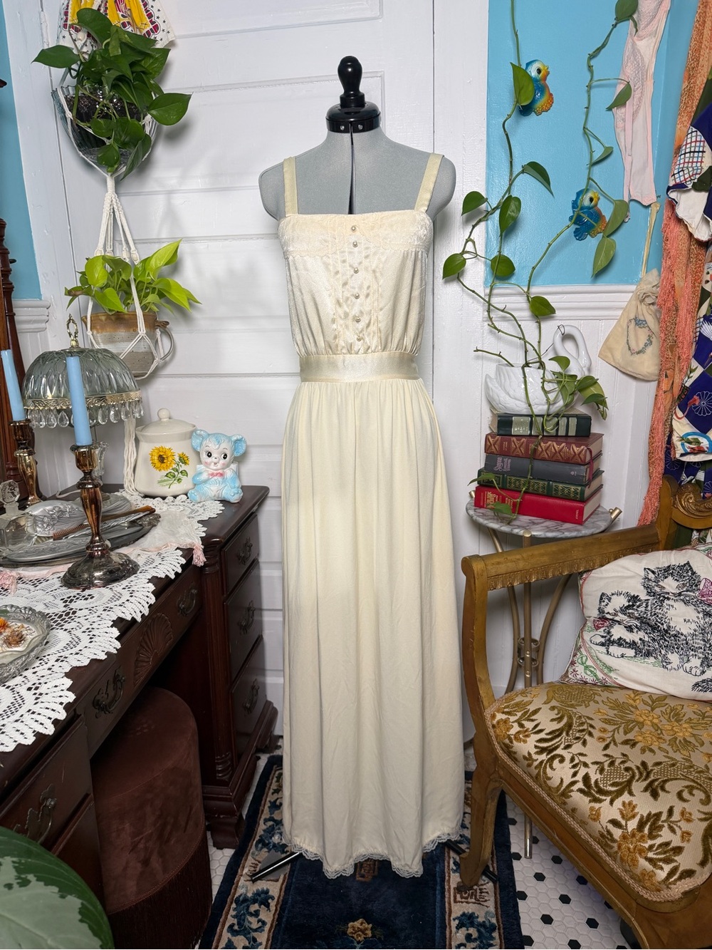 Gunne Sax by Jessica Ivory Satin Slip Dress